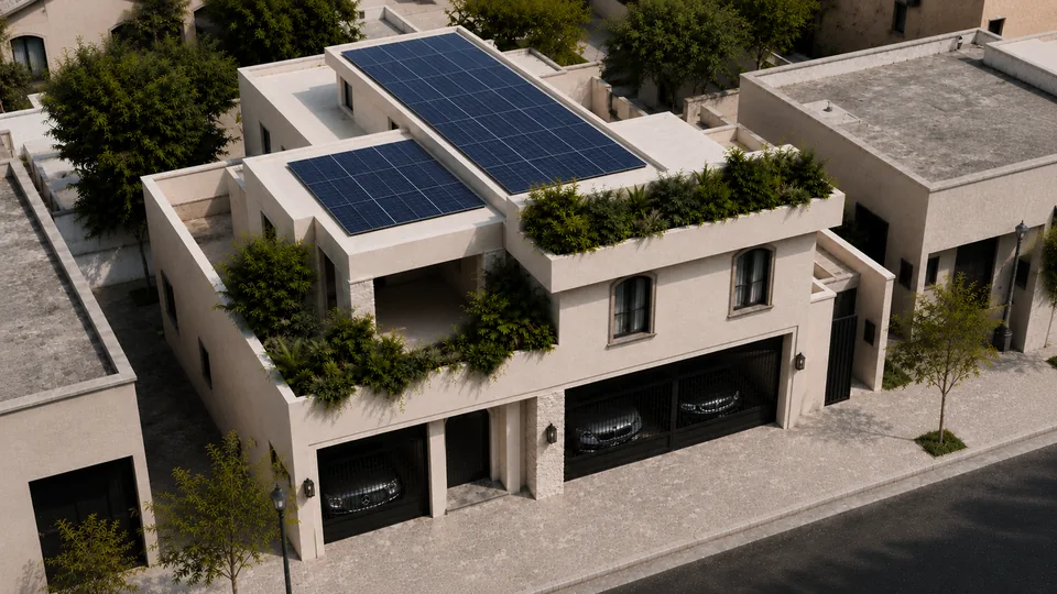 Propuesta de celdas solares sobre la azotea de Casa Dieciocho