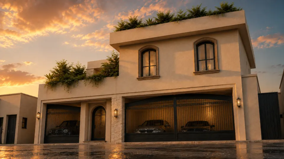 Fachada de Casa Dieciocho al atardecer